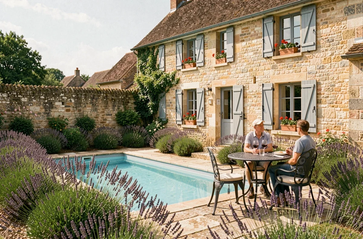 Chambre d'hôtes à Saint-Mathurin-sur-Loire en Anjou avec piscine bordée de lavande