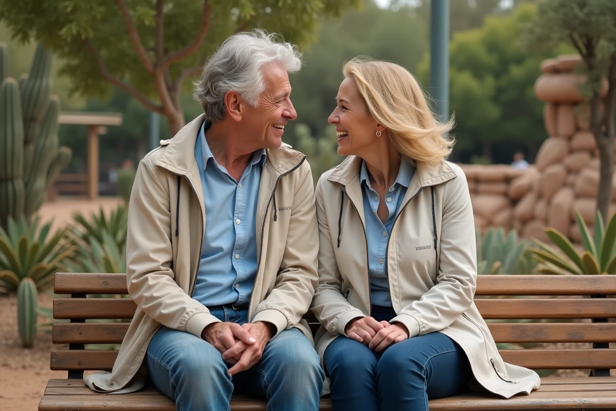 Couple de touristes observant les animaux tranquillement dans le zoo du parc Oasys Mini Hollywood en basse saison