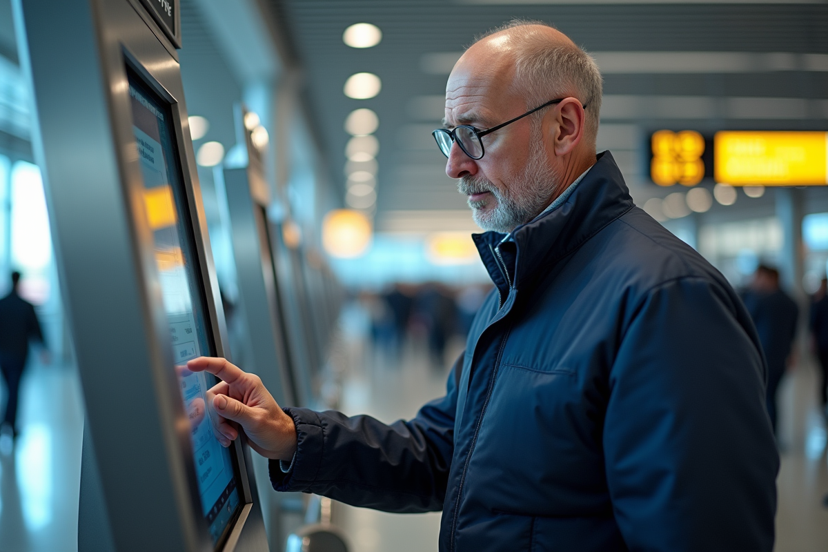 Homme vérifiant son billet d