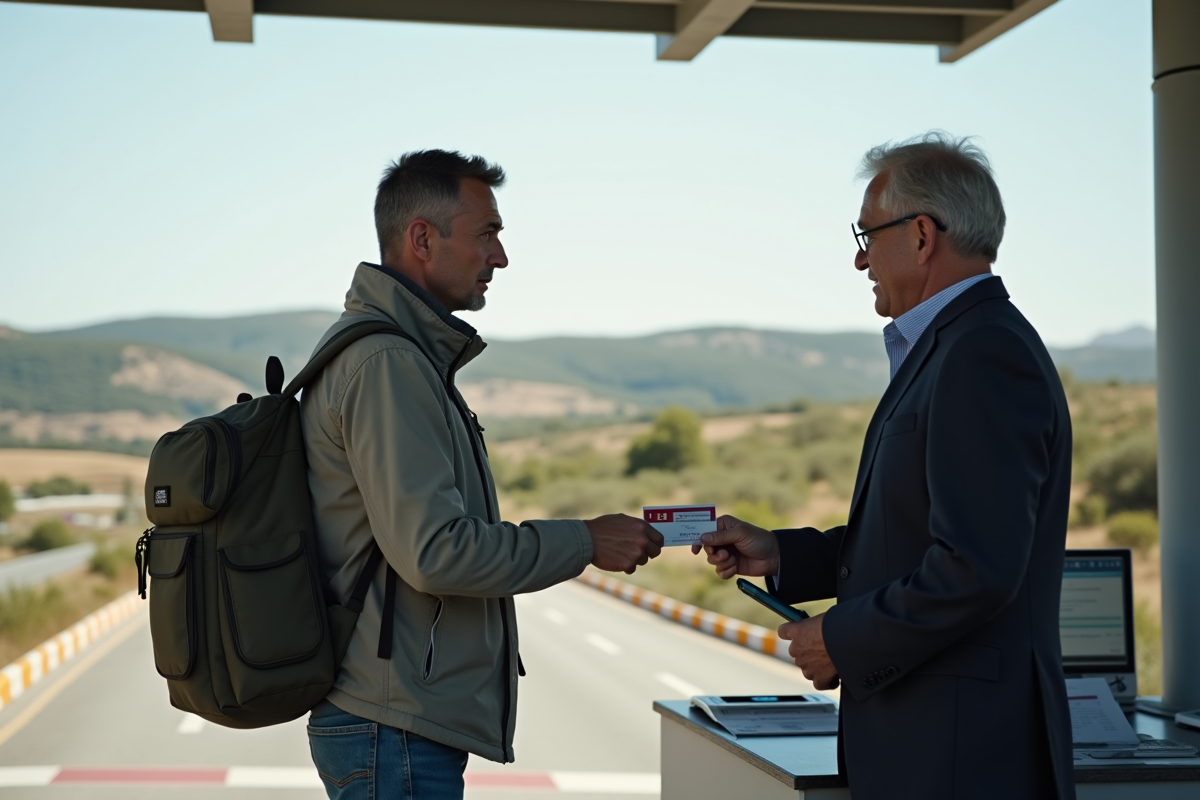 Homme présentant sa carte d