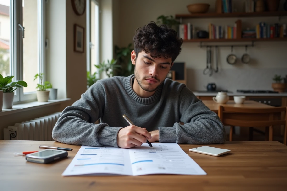 Jeune homme remplissant un formulaire de permis de conduire