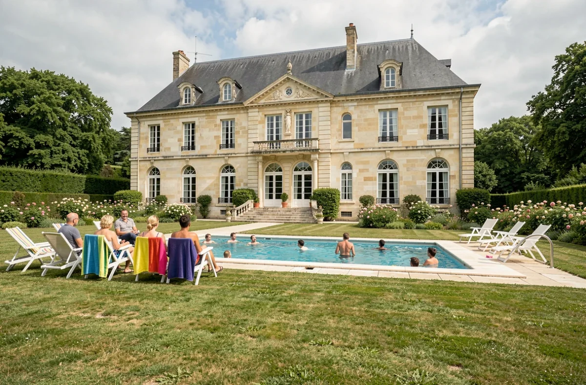 Le Logis de la Vénerie en Maine-et-Loire, vaste gîte grande capacité avec piscine et manoir en tuffeau