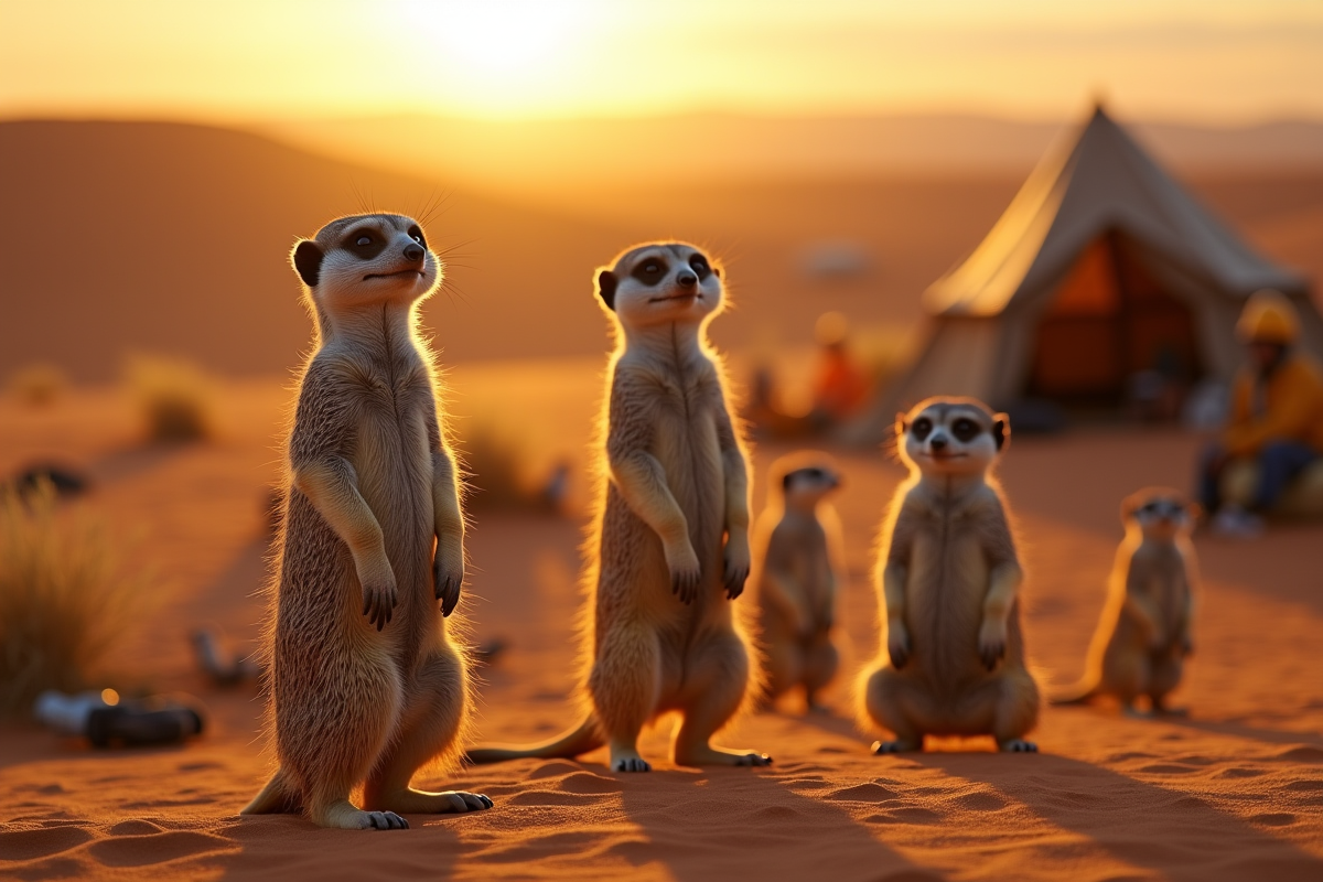 Groupe de suricates près d