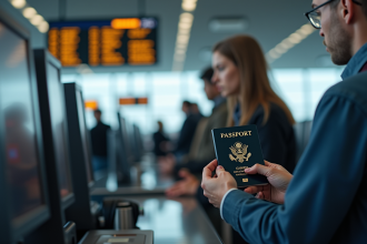 Personne à l'aéroport vérifiant son passeport expiré