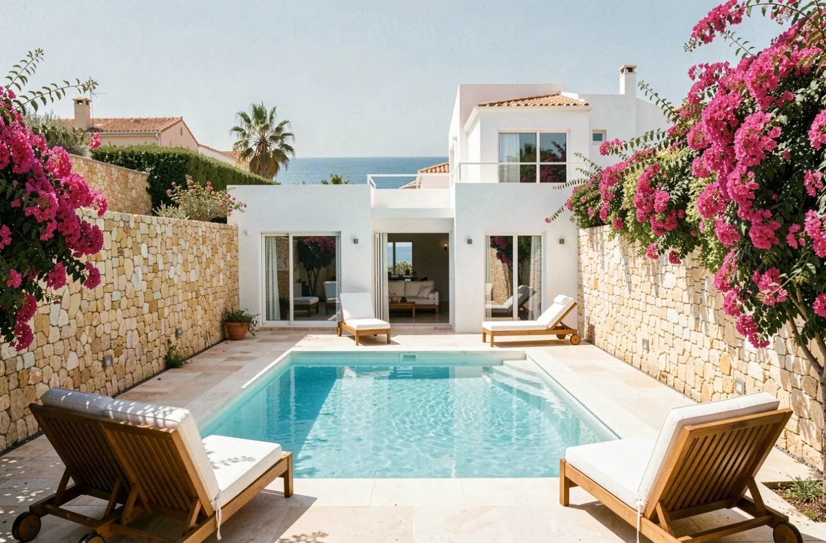 La Villa du Port à Saint-Gilles-Croix-de-Vie avec piscine dans jardin clos et bougainvilliers